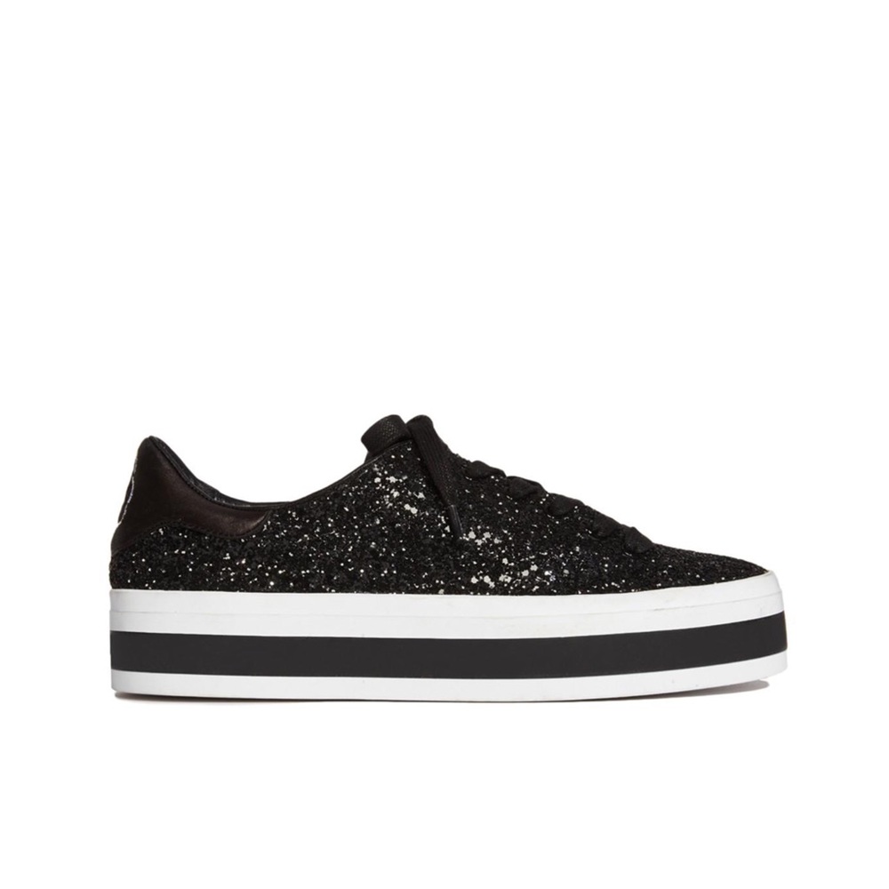 Alice + Olivia Black Glitter Platform Slip-On Sneakers - Picture 4 of 13